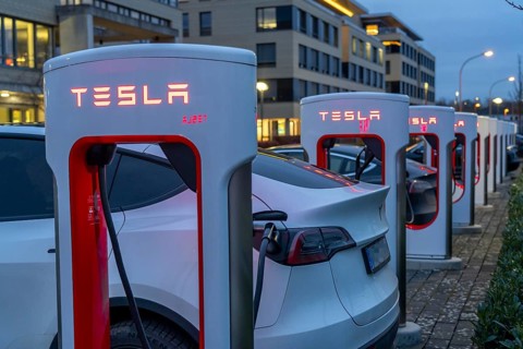 Tesla Supercharger Station, fast charging stations from Tesla, Paderborn, North Rhine-Westphalia,