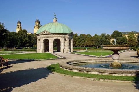 Europe, Germany, Bavaria, Munich, City, Hofgarten, Diana Temple and Theatine Church, Europe
