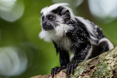 Pied Tamarin on tree. KI generiert, generiert, AI generated