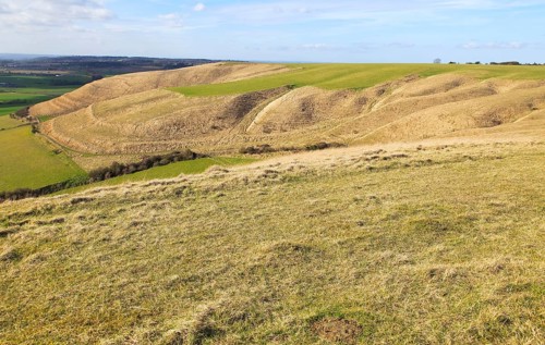 Dry valleys chalk scarp slope Roundway Down, North Wessex Downs, Wiltshire, England, UK