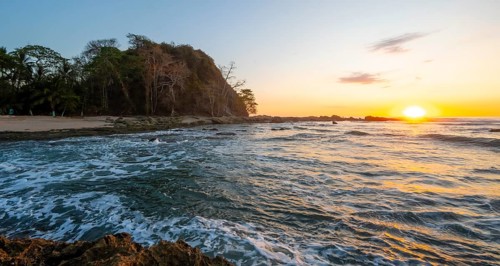 Sunset over the sea, coast near Montezuma, Nicoya Peninsula, Puntarenas Province, Costa Rica,