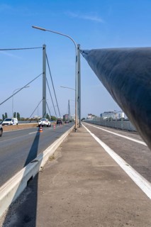 The Theodor-Heuss-Bridge, Rhine crossing, cable-stayed bridge, first road bridge of the so-called