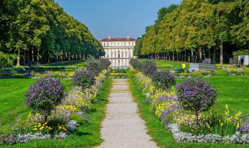 Garden parterre in front of Lustheim Palace in the Schleissheim Palace complex, Oberschleissheim