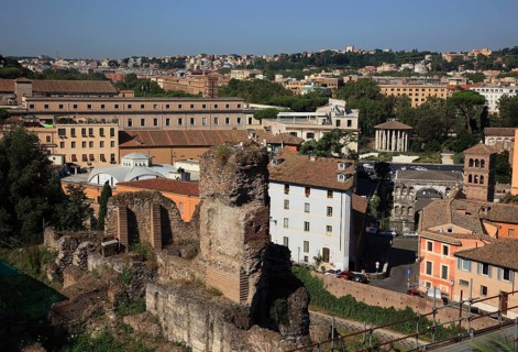 View from Monte Palatino, Palatine Hill, of the historic centre of Rome, Italy, Europe