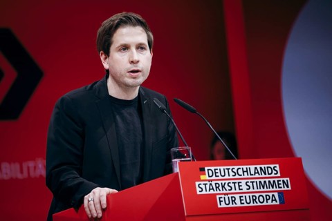 Kevin Kuehnert, Secretary General of the SPD, recorded at the European Delegates' Conference of the