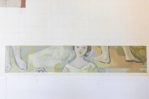 LEBENSFREUDE A WALL PAINTING BY GERHARD RICHTER IN THE GERMAN HYGIENE MUSEUM, Dresden, Saxony,