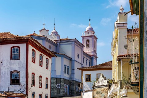 View of the historic city of Diamantina with its houses and churches, Diamantina, Minas Gerais,