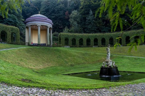 Historic baroque gardens in Kleve, from the 17th century, amphitheatre on the Springenberg, statue
