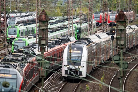 Regional express trains, Regiobahn, RRX, on the line, Regiobahnen, S-Bahn, on the tracks of a