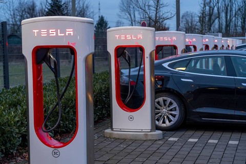 Tesla Supercharger Station, fast charging stations from Tesla, Paderborn, North Rhine-Westphalia,