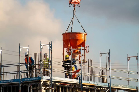 Construction site, new building, concreting work on a floor, Duisburg, North Rhine-Westphalia,