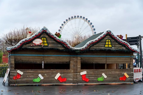 The Christmas market at the Centro shopping centre, set up but closed due to the 2nd lockdown