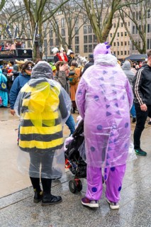 Rose Monday parade in Düsseldorf, street carnival, rain protection