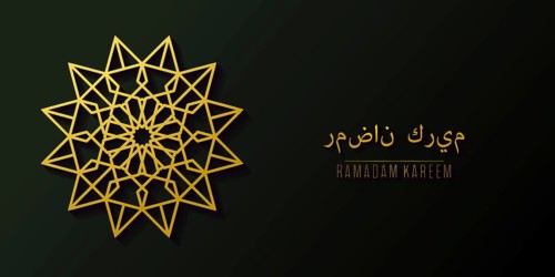 Golden islamic pattern geometric symbol. Ramadan kareem oriental style vector template