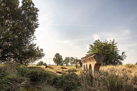 Blasted bunkers in the Peene meadows near the Historical-Technical Museum. National Socialists