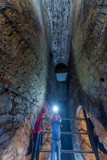 Wheel room of the Unverhofft Segen Gottes Erbstolln in Oberschöna, where there is a 13 metre high