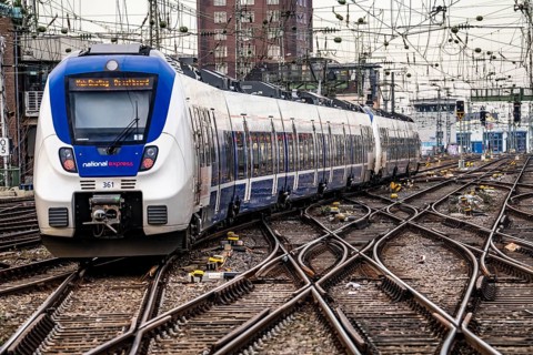 Cologne main station, regional express train, National Express on the tracks at the exit, Cologne,