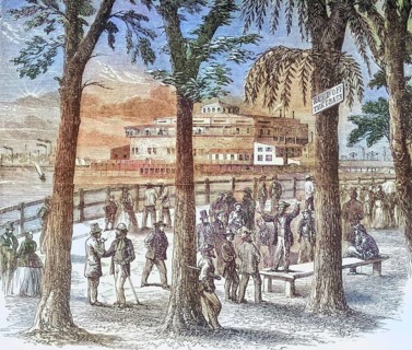 Castle Garden and Battery Park New York in the 1870s. From American Pictures Drawn With Pen And