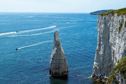 White Cliffs of Old Harry Rocks Jurassic Coast, Dorset Coast, Poole, England, United Kingdom,