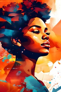 AI generated abstract portrait in vector art foundation watercolor textures with overlapping