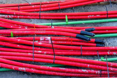 Power lines, underground cable strands that transport energy from wind turbines to central