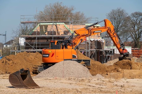 New development area, Am Schwan, in Wesel, where 70 detached and semi-detached houses are being