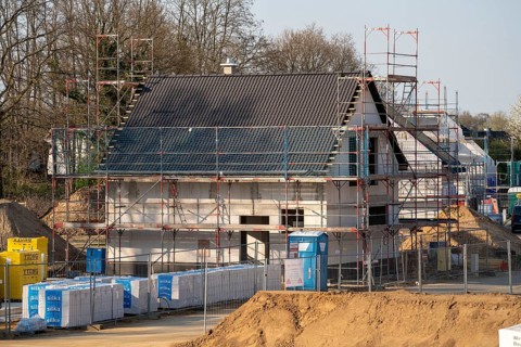 New development area, Am Schwan, in Wesel, where 70 detached and semi-detached houses are being