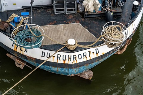 Cargo ship with home port Ruhrort, harbour district Duisburg-Ruhrort, North Rhine-Westphalia,