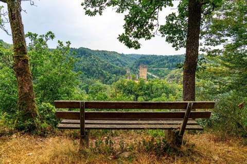 Manderscheid castles, Oberburg and Niederburg, Manderscheid, Eifel, Rhineland-Palatinate. Germany