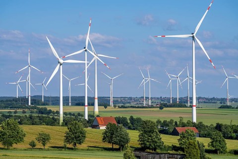 Wind farm north-east of Bad Wünnenberg, East Westphalia Lippe, Paderborn district, with the A44
