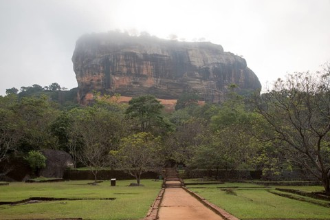 Rock palace and water gardens at Sigiriya, Central Province, Sri Lanka, Asia
