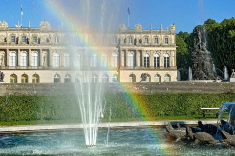 Rainbow in the Latona Fountain, Latona Fountain and Fortuna Fountain, Fortuna Fountain, fountain,