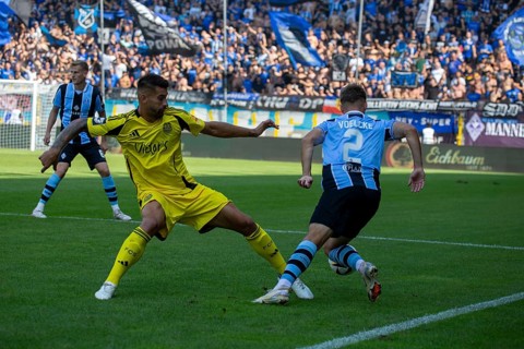 Football 3rd division, season 2024/25, matchday 4: Waldhof Mannheim vs. 1. FC Saarbrücken. On the
