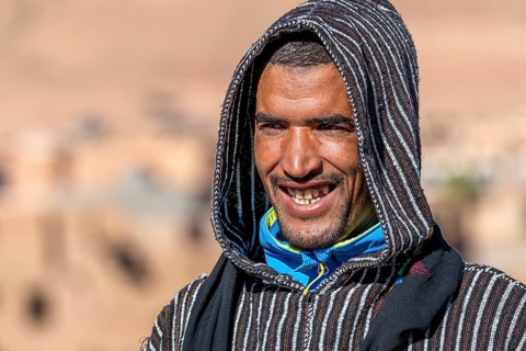 Portrait, Berber with turban, traditional clothing, Morocco, Africa