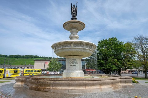 Figure of St Kilian on the Kilian Fountain, 1895 a gift from Prince Regent Luitpold, station