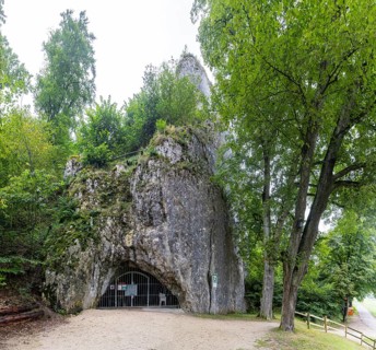 The Hohle Stein cave in the Swabian Alb. Ice age cave in the Achtal valley, site of important