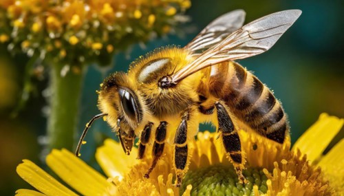 Animals, Symbol, Bee, Honey bee with pollen on its body, Apis mellifera, AI-generated, AI generated