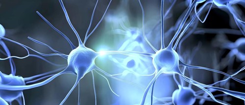 Visualization of neurons firing neurotransmitters in the synaptic gap, AI generated
