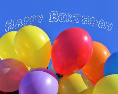 Greeting card for birthday with balloons