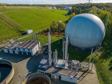 Biogas storage, biogas treatment plant, purification of biogas from organic waste, green waste and