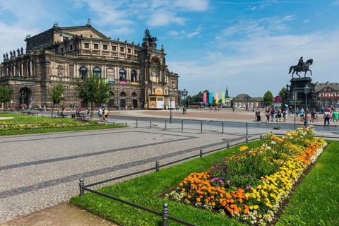 King John and Semper Opera House in the Old Town, architecture, attraction, famous, equestrian