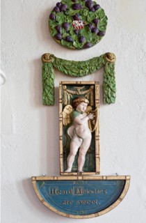 Painted plaster angels in village parish church of Saint Michael, Wilsford cum Lake, Wiltshire,