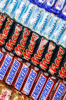 Mars Incorporated products such as Snickers chocolate bars, Twix, Milky Way and Bounty bars as a