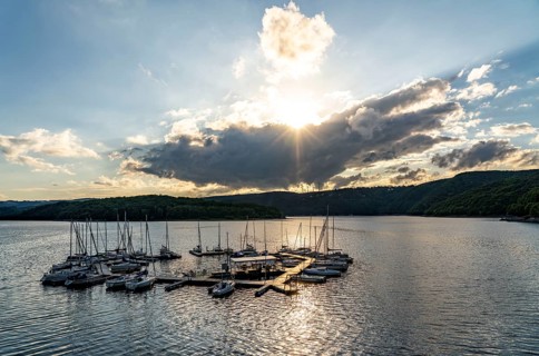 Lake Rursee, reservoir in the Eifel National Park, north-east bank near Heimbach, near the Rur dam
