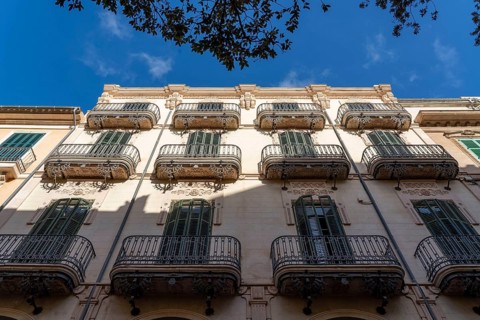 Old town of Palma de Majorca, buildings with typical balconies Majorca, Spain, Europe