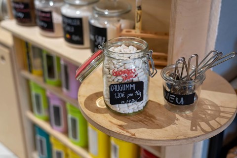 Chewing gum in jars, unpackaged shop, Germany, Europe
