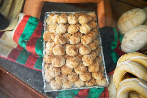 Aceitadas zamoranas or wheat cakes with aniseed oil for sale in the shop window, a speciality from
