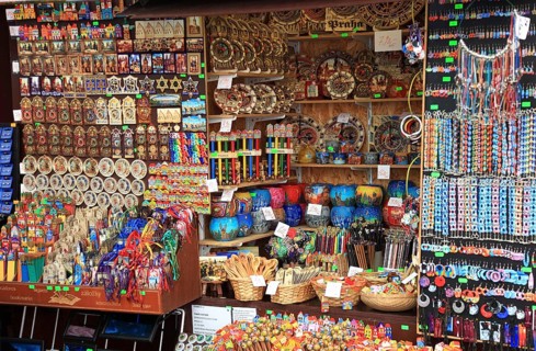 Czech Republic, Prague, a souvenir stall in the Josefov district, Europe