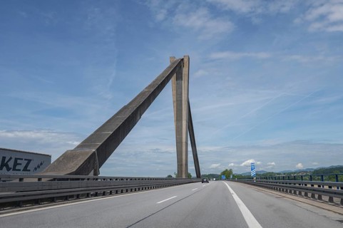 Modern motorway bridge on the A3 Regensburg-Passau motorway, Bavaria, Germany, Europe