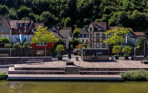 Mainkai, Old Town on the riverside promenade in Miltenberg am Main, Lower Franconia, Bavaria,